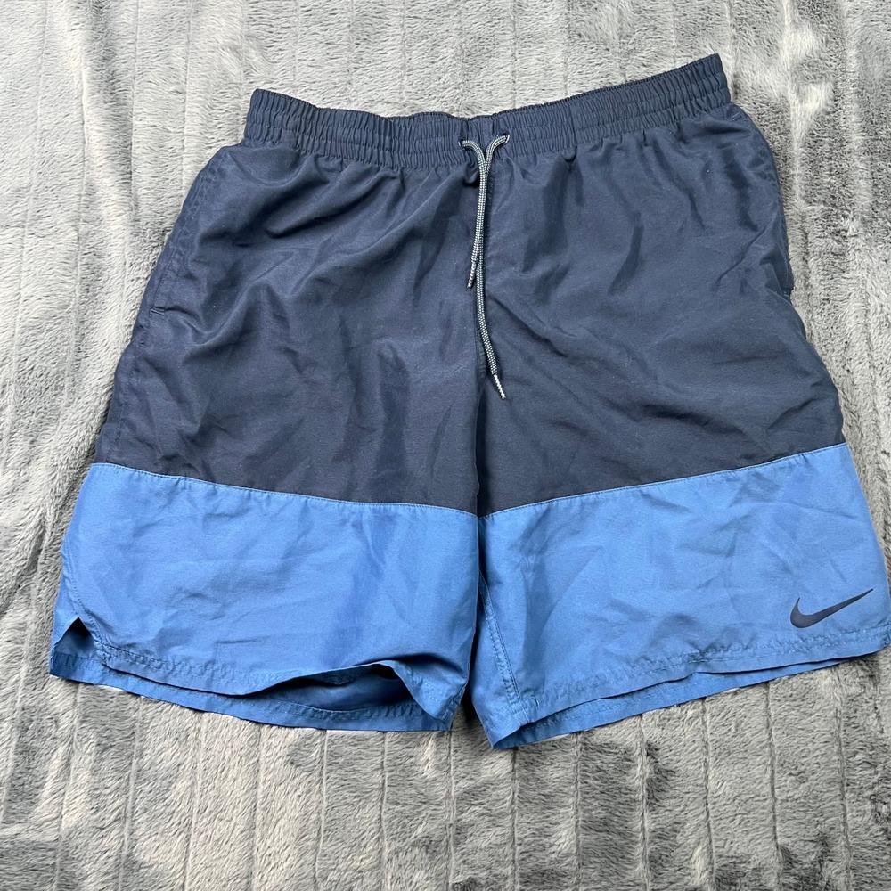 Nike Mens Swim Trunks Blue Colorblock Mesh Lined Board Shorts NESSB450 Size L
